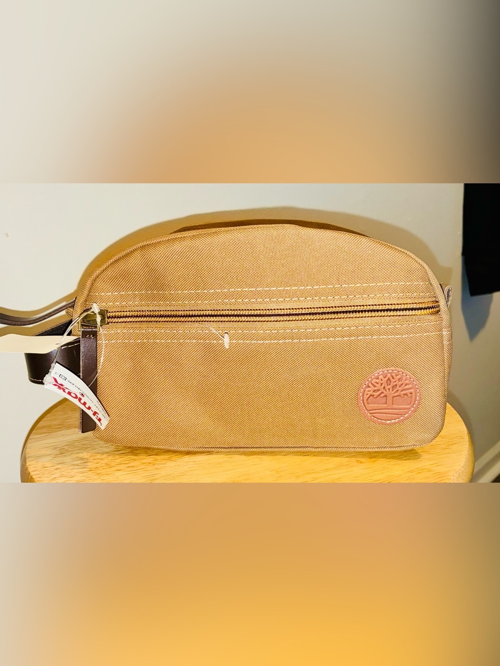 Timberland Brown Canvas Toiletry Bag with Front Zip